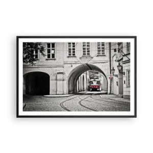 Poster in een zwarte lijst - Door het doolhof van de stad - 91x61 cm