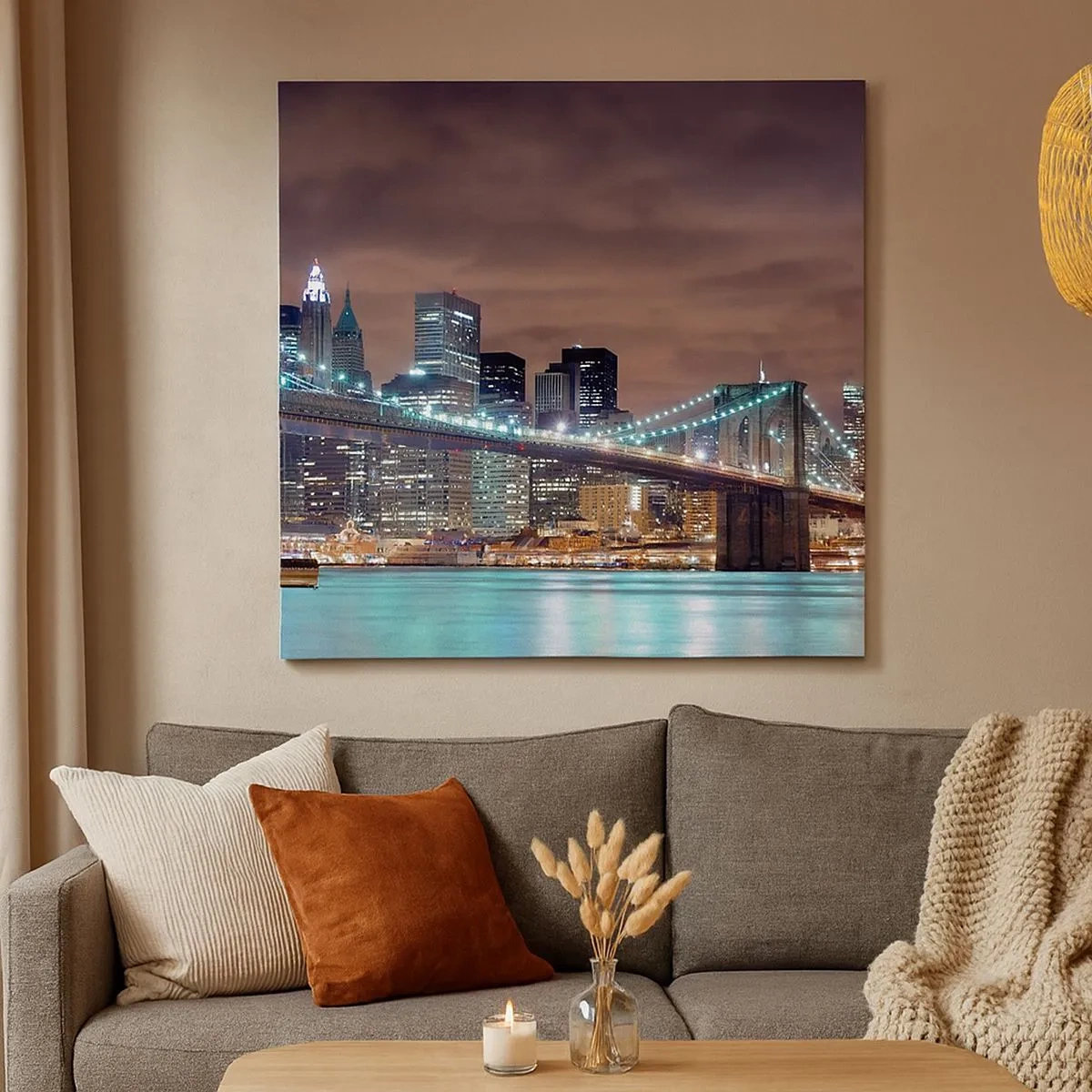 Schilderen op canvas - Lichten van een grote stad  - 30x30 cm