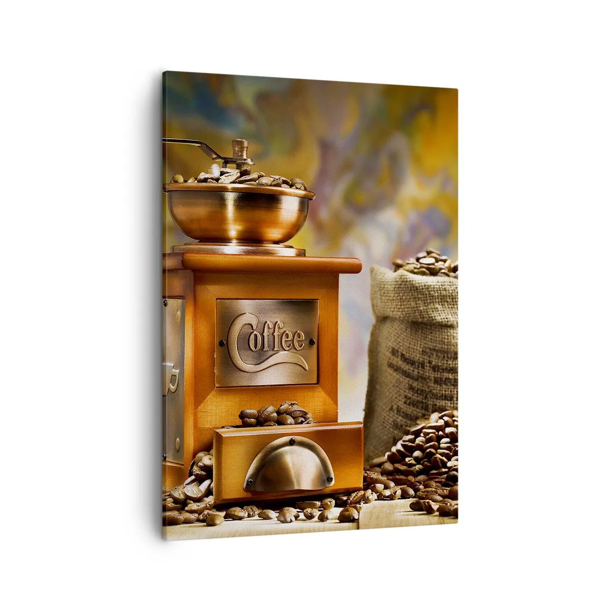 Schilderen op canvas - Het knarsen van granen, het geratel van een grinder - 50x70 cm