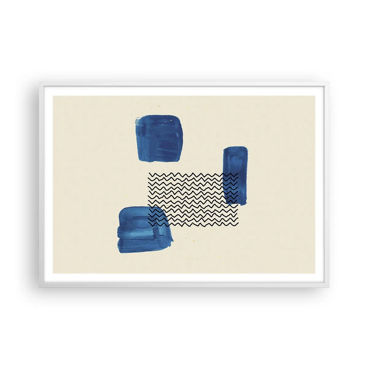 Poster in een witte lijst - Een abstract kwartet - 100x70 cm