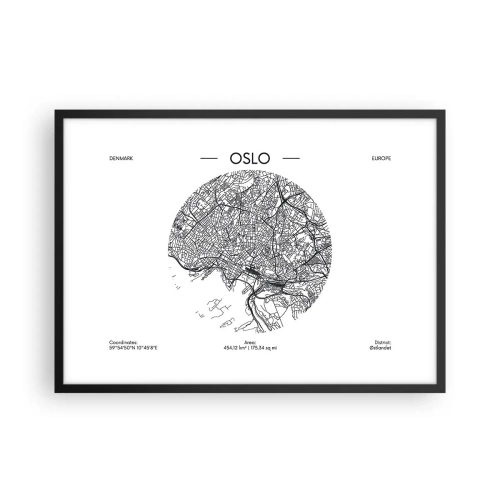 Poster in een zwarte lijst - Anatomie van Oslo - 70x50 cm