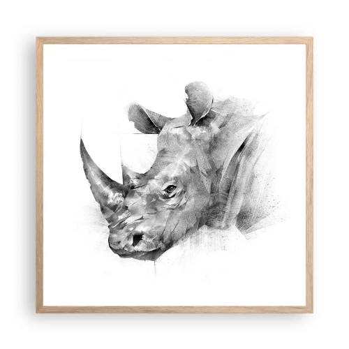 Een poster in een licht eiken lijst - Afrikaans portret - 60x60 cm