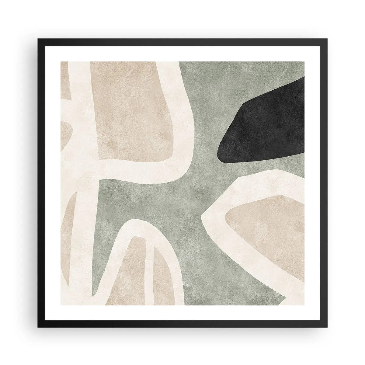 Poster in een zwarte lijst - Compositie met een zwart motief - 60x60 cm