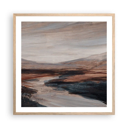 Een poster in een licht eiken lijst - Een rustige vallei - 60x60 cm
