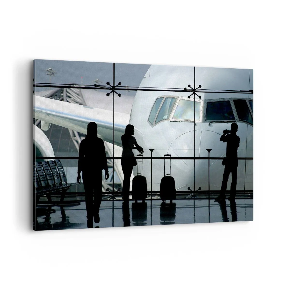 Schilderen op canvas - Vis a vis op de luchthaven - 120x80 cm