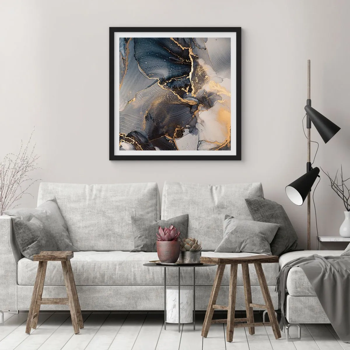 Poster in een zwarte lijst - Stenen leven - 50x50 cm