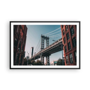 Poster in een zwarte lijst - Over de golven van de stad - 91x61 cm