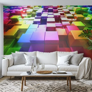 Zelfklevend Fotobehang Deluxe Sticker - Op-art samen in een team - Abstractie, Grafisch, 3D - 200x140 cm