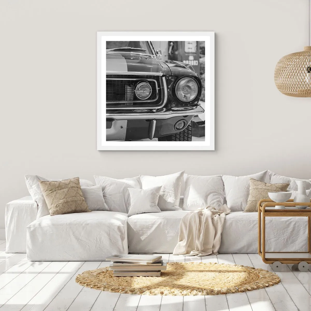 Poster in een witte lijst - Hard rijden - 60x60 cm