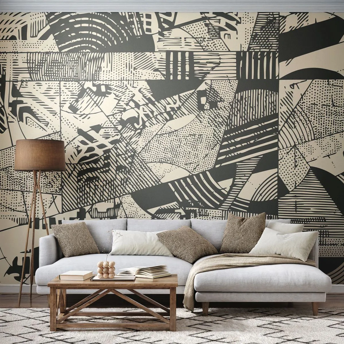 Fotobehang Premium Sand - De dynamiek van nu - Abstractie, Vintage, Grafisch - 100x70 cm