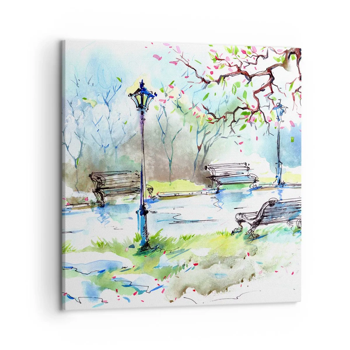 Schilderen op canvas - De charme van de stilte van het park - 50x50 cm