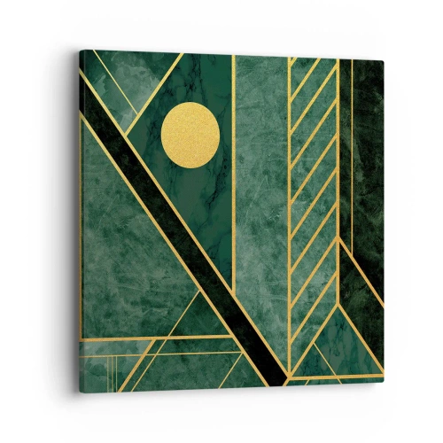 Schilderen op canvas - Dynamiek van goud en azuur - 40x40 cm