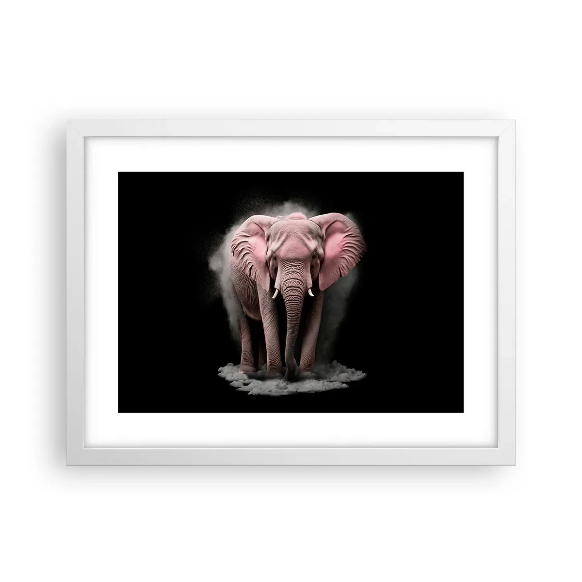 Poster in een witte lijst - Denk niet aan een roze olifant! - 40x30 cm