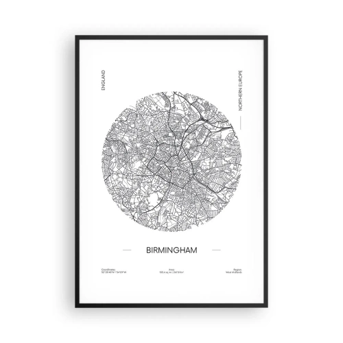 Poster in een zwarte lijst - Anatomie van Birmingham - 70x100 cm