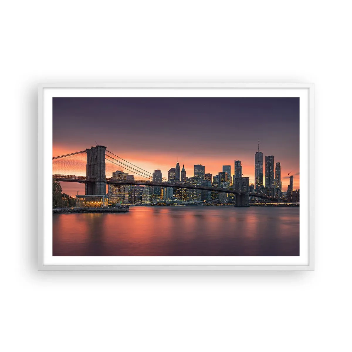 Poster in een witte lijst - Ondergedompeld in lila stilte - 91x61 cm