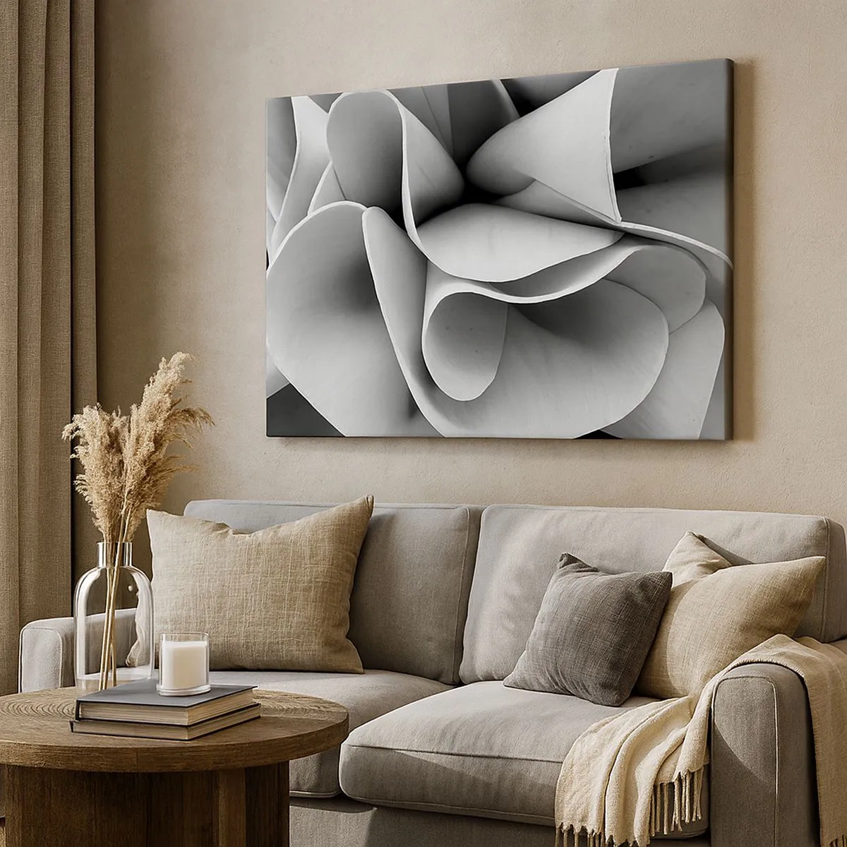 Schilderen op canvas - Zwart-wit details van abstracte vormen - 70x50cm - Het gebeurt in de ruimte - Moderne wanddecoratie voor woonkamer en slaapkamer ARTTOR