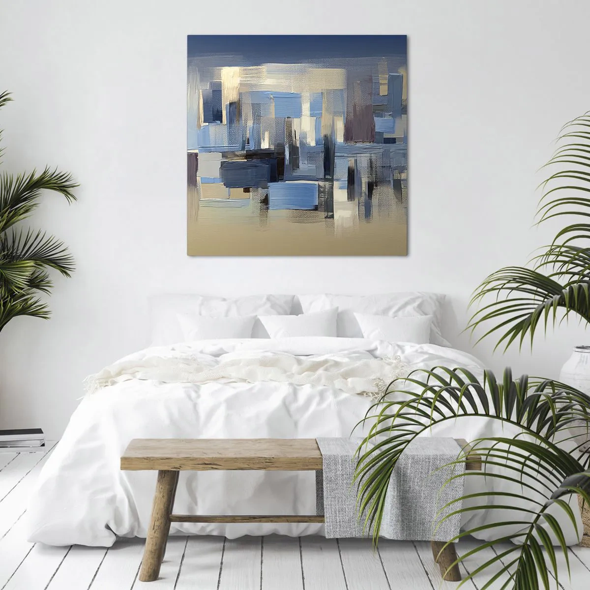 Schilderen op canvas - Blauwe constructie - 30x30 cm