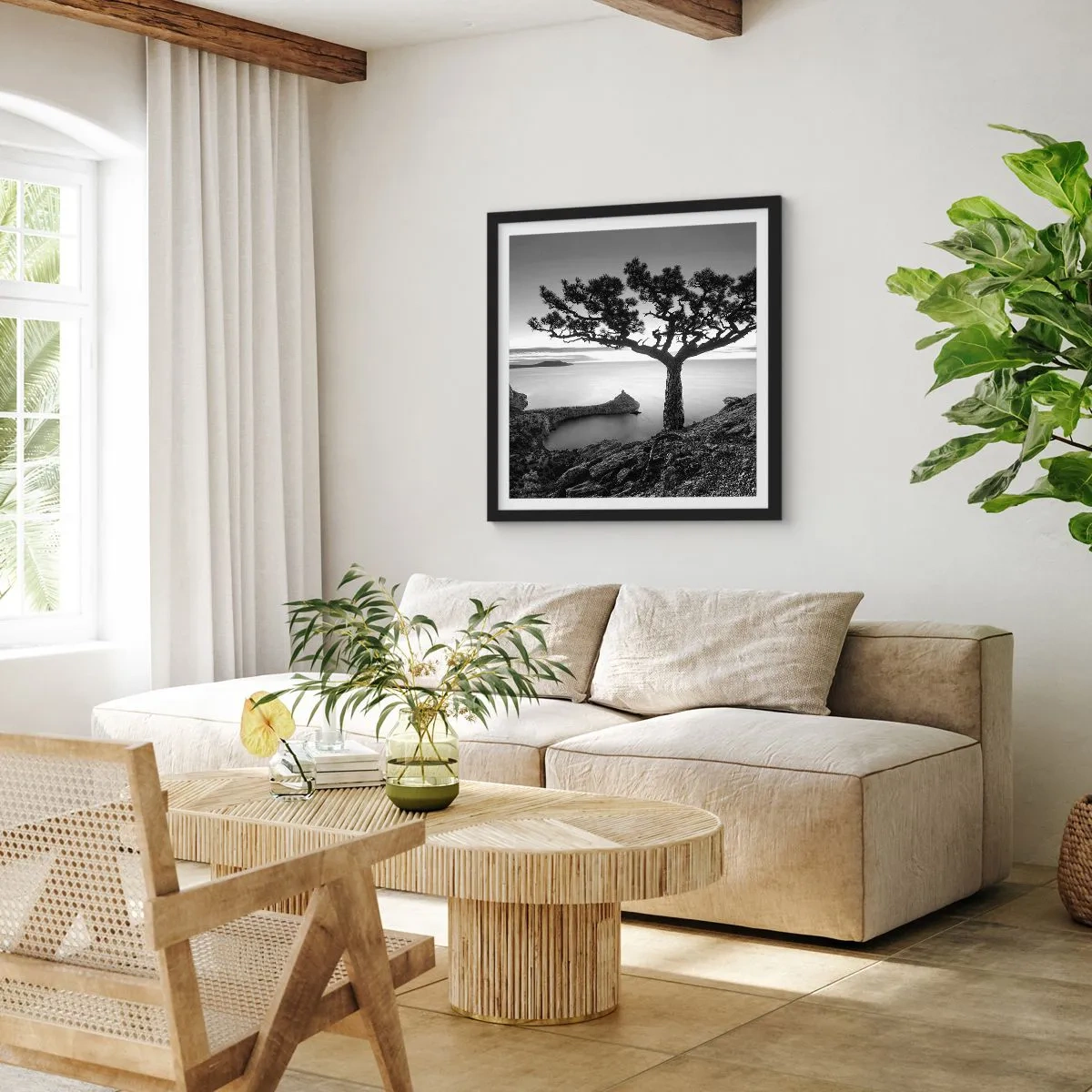 Poster in een zwarte lijst - Stilte aan de horizon - 50x50 cm