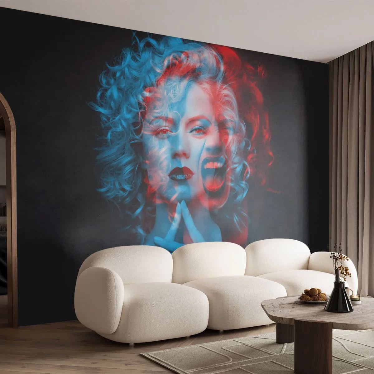 Fotobehang Standard Eco - Alter ego - Abstractie, Vrouw, Het gezicht van de vrouw - 500x350 cm