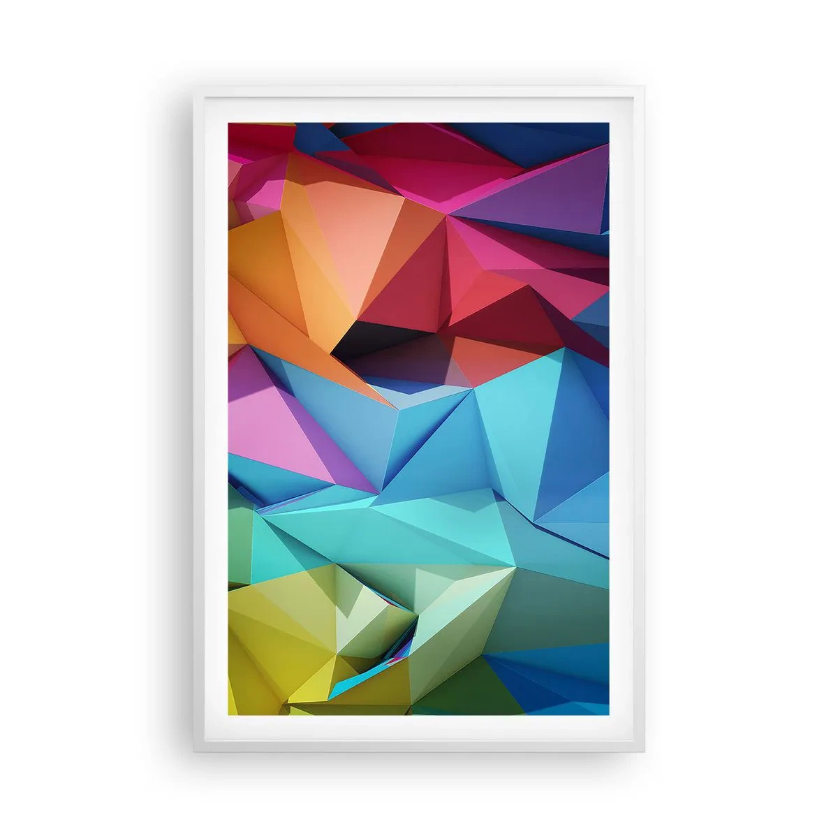 Poster in een witte lijst - Regenboog origami - 61x91 cm