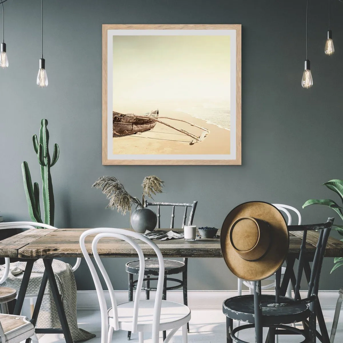 Een poster in een licht eiken lijst - Geheugen van de Stille Zuidzee - 30x30 cm