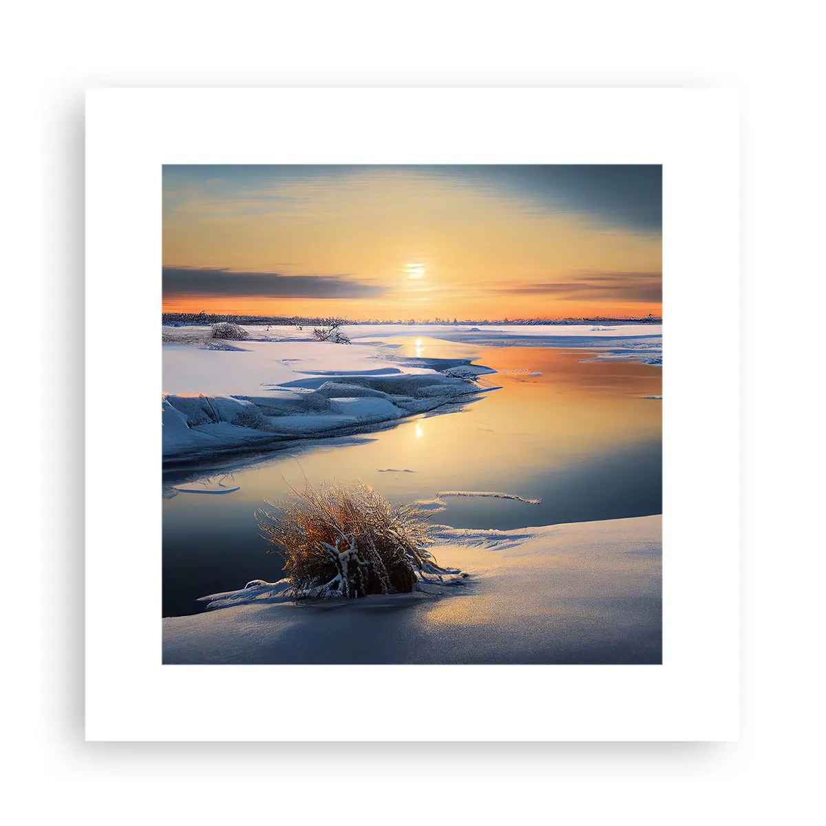 Poster - Winterse zonsondergang - 30x30 cm