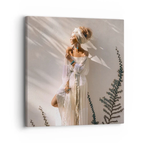 Schilderen op canvas - De zon en het meisje - 30x30 cm