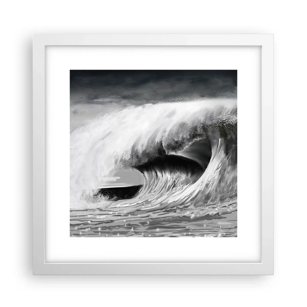 Poster in een witte lijst - De woede van de oceaan - 30x30 cm