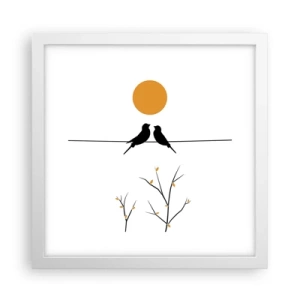 Poster in een witte lijst - Nachtegalen avond - 30x30 cm