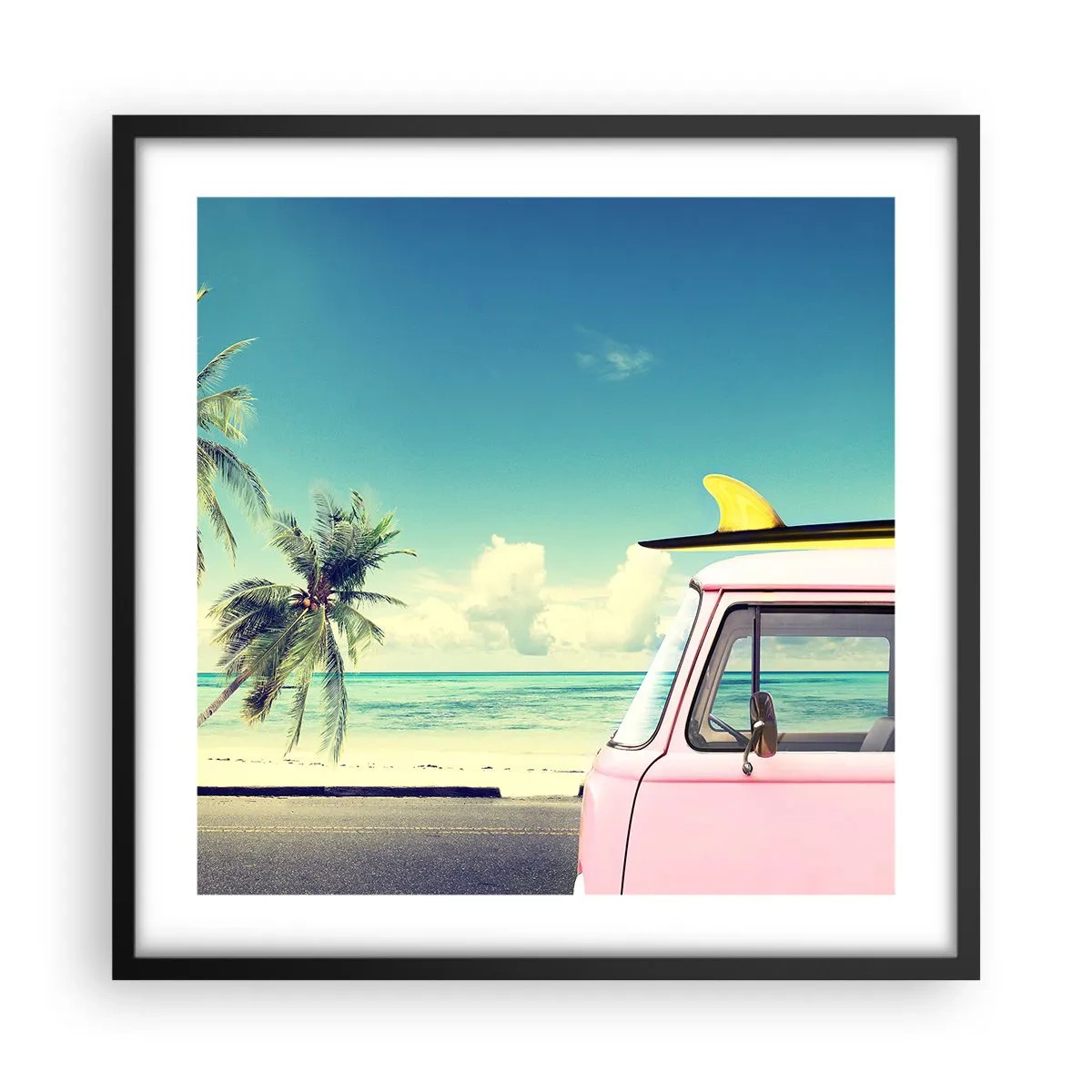 Poster in een zwarte lijst - Tijd om aan je vakantie te beginnen. - 50x50 cm