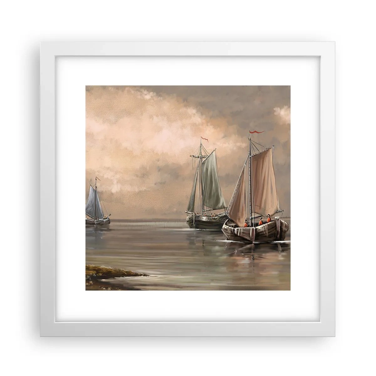 Poster in een witte lijst - De terugkeer van zeelieden - 30x30 cm