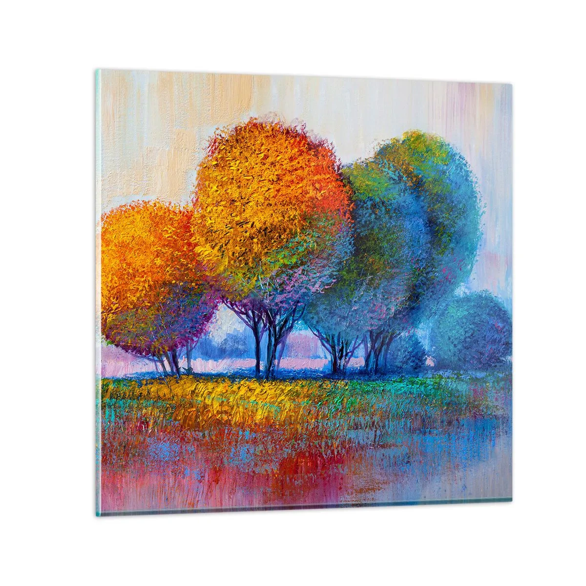 Schilderen op glas - Een klomp van schitterende kleuren - 40x40 cm