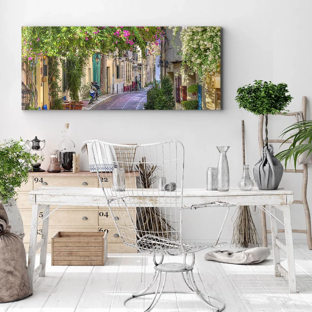 Schilderen op canvas - Bloeiende steeg - 100x40 cm