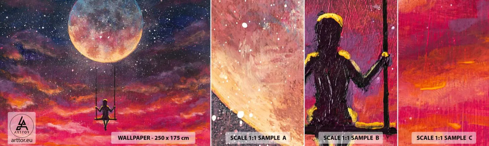 Fotobehang Staaltje Standard Eco - Droom - Abstractie, Fantasie, Maan - 100x30 cm