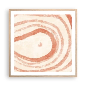 Een poster in een licht eiken lijst - Koraalcirkels – compositie - 60x60 cm
