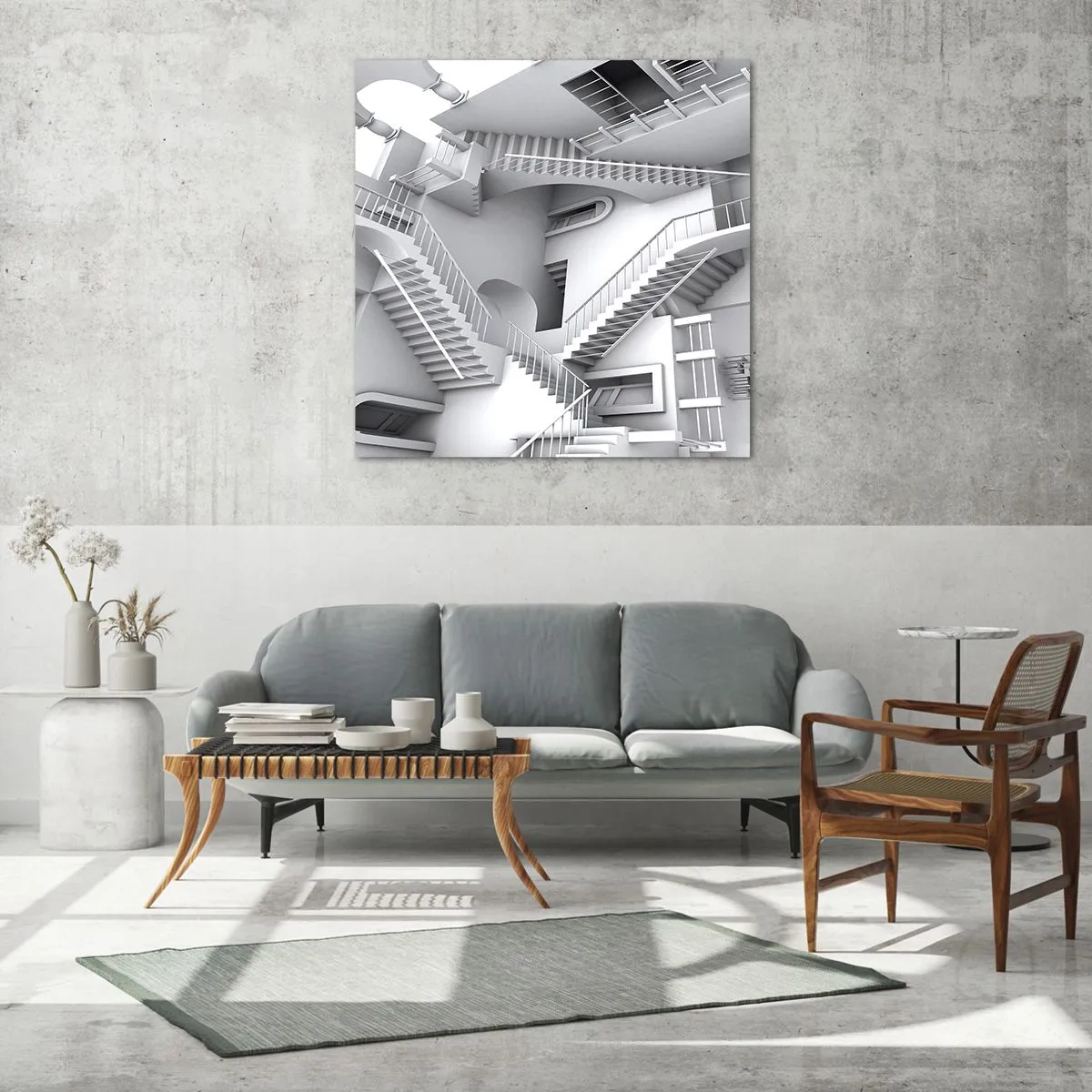 Schilderen op glas - De paradoxen van de ruimte - 60x60 cm