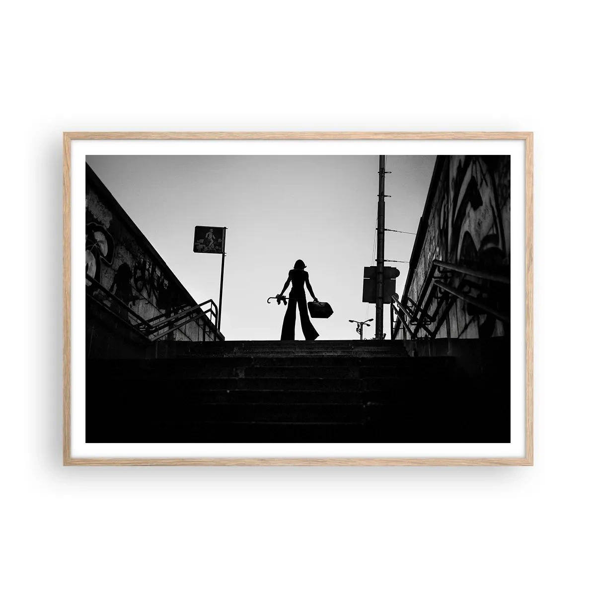 Een poster in een licht eiken lijst - Stedelijk dwalen - 100x70 cm