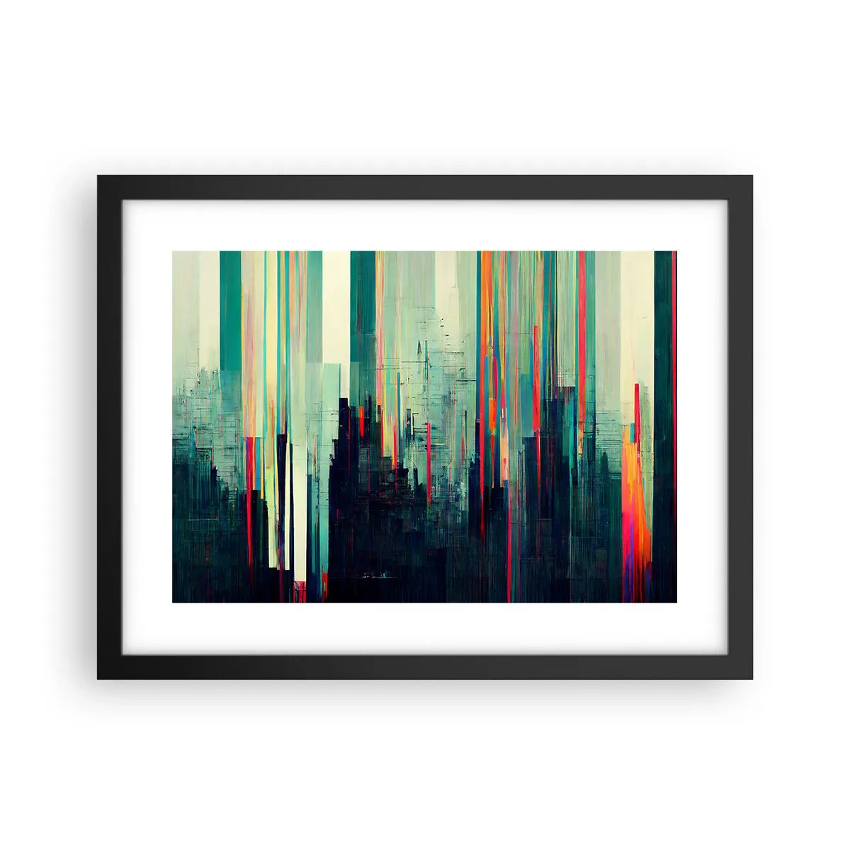 Poster in een zwarte lijst - Futuristische stad - 40x30 cm