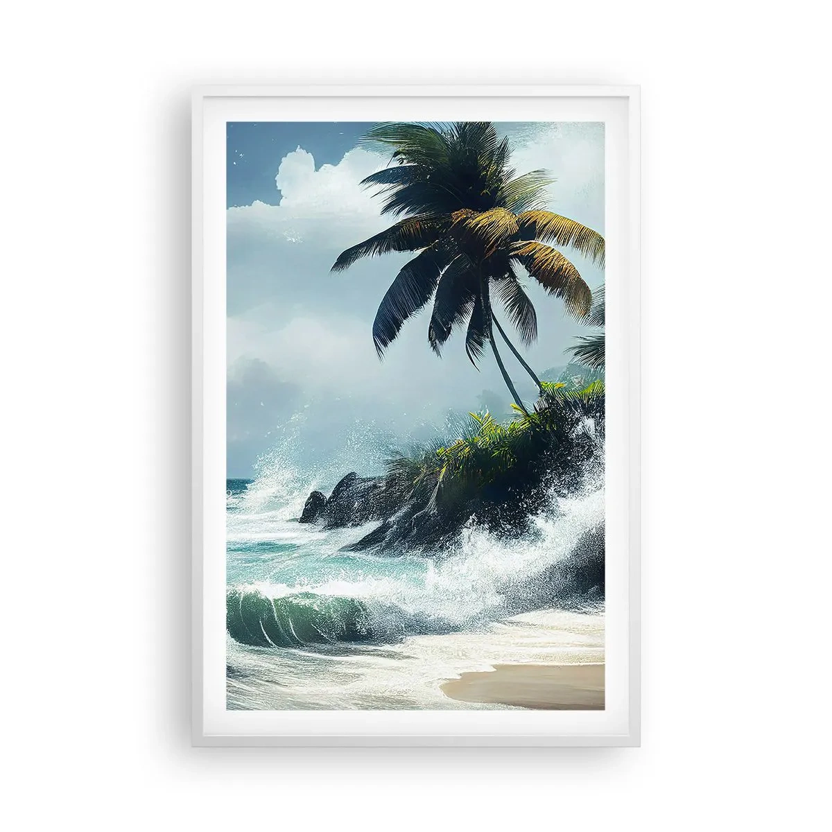 Poster in een witte lijst - Op een tropische kust - 61x91 cm