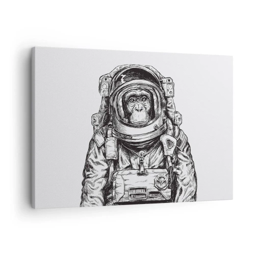 Schilderen op canvas - Afbeelding van een astronaut in een ruimtepak met een apenkop - 70x50cm - Alternatieve evolutie - Moderne wanddecoratie voor woonkamer en slaapkamer ARTTOR