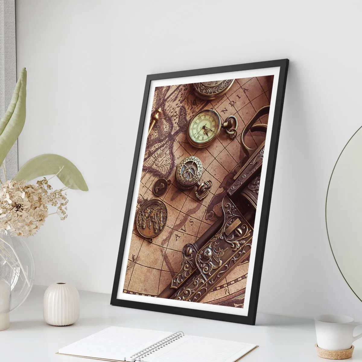 Poster in een zwarte lijst - Avontuur roept - 40x50 cm