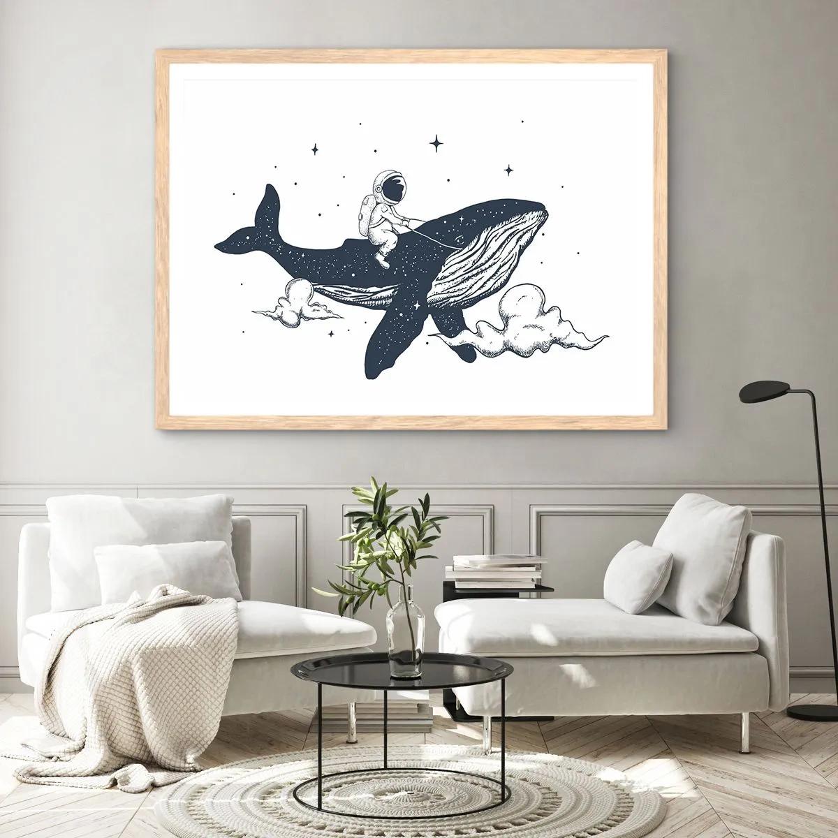 Een poster in een licht eiken lijst - Ruimte avontuur - 100x70 cm