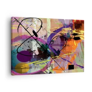 Schilderen op canvas - Een kleurrijk abstract patroon met dynamische lijnen en vormen. - 70x50cm - Je kunt rechtdoor of rondom - Moderne wanddecoratie voor woonkamer en slaapkamer ARTTOR