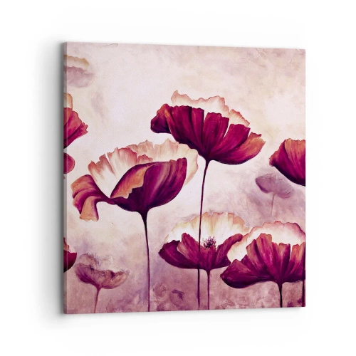 Schilderen op canvas - Rood en wit bloemblad - 70x70 cm