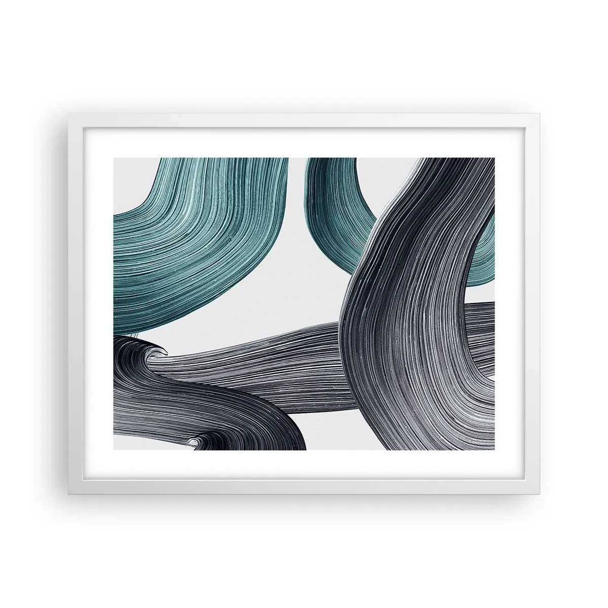 Poster in een witte lijst - Smaragdgroene en zwarte paden - 50x40 cm