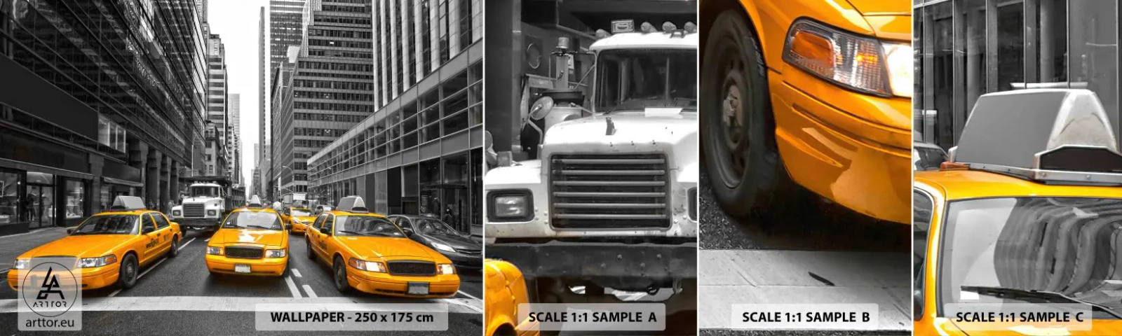 Fotobehang Staaltje Standard Eco - Wij geven de stad de kleuren - Stad, New York, Architectuur - 100x30 cm