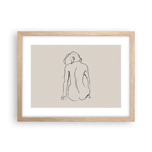 Een poster in een licht eiken lijst - Naakt meisje - 40x30 cm