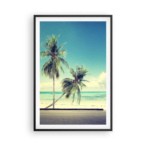 Poster in een zwarte lijst - Tijd om aan je vakantie te beginnen. - 61x91 cm