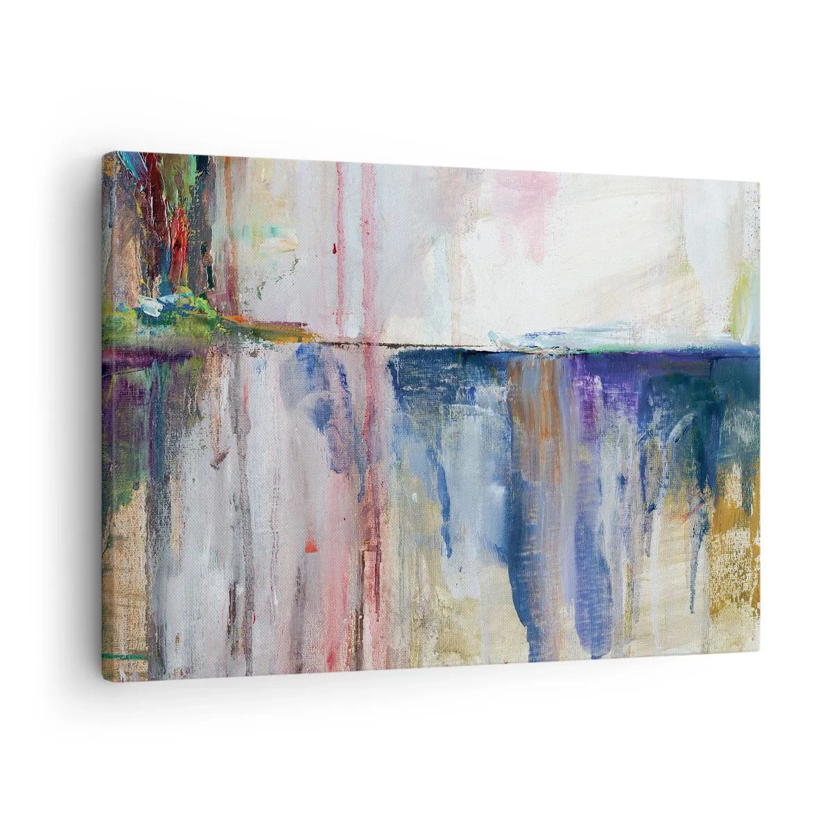 Schilderen op canvas - Een abstracte kleurencompositie met een reflectie-effect op het doek. - 70x50cm - Kleurrijke impressies en associaties - Moderne wanddecoratie voor woonkamer en slaapkamer ARTTOR