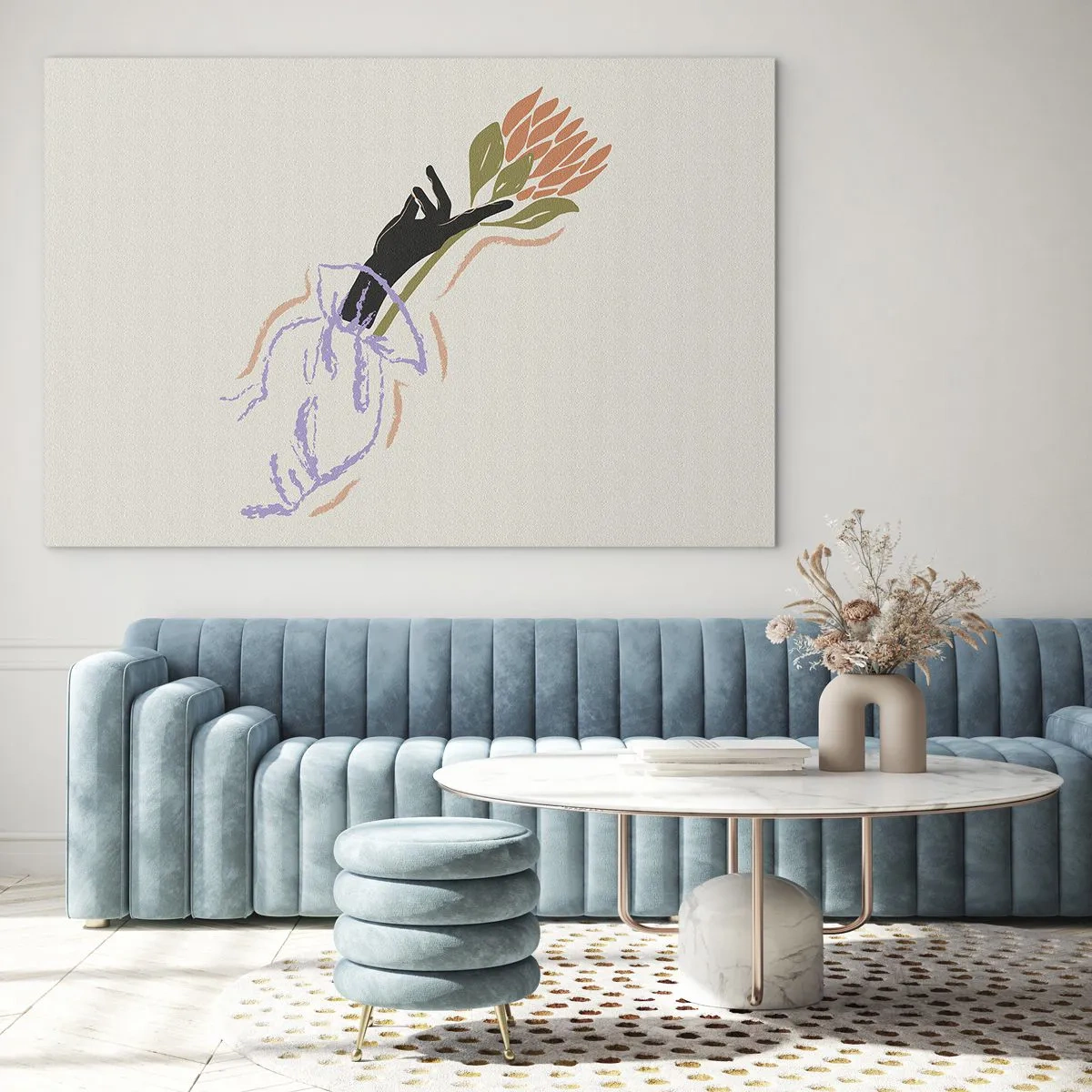 Schilderen op glas - Zusterlijke aanraking - 100x70 cm